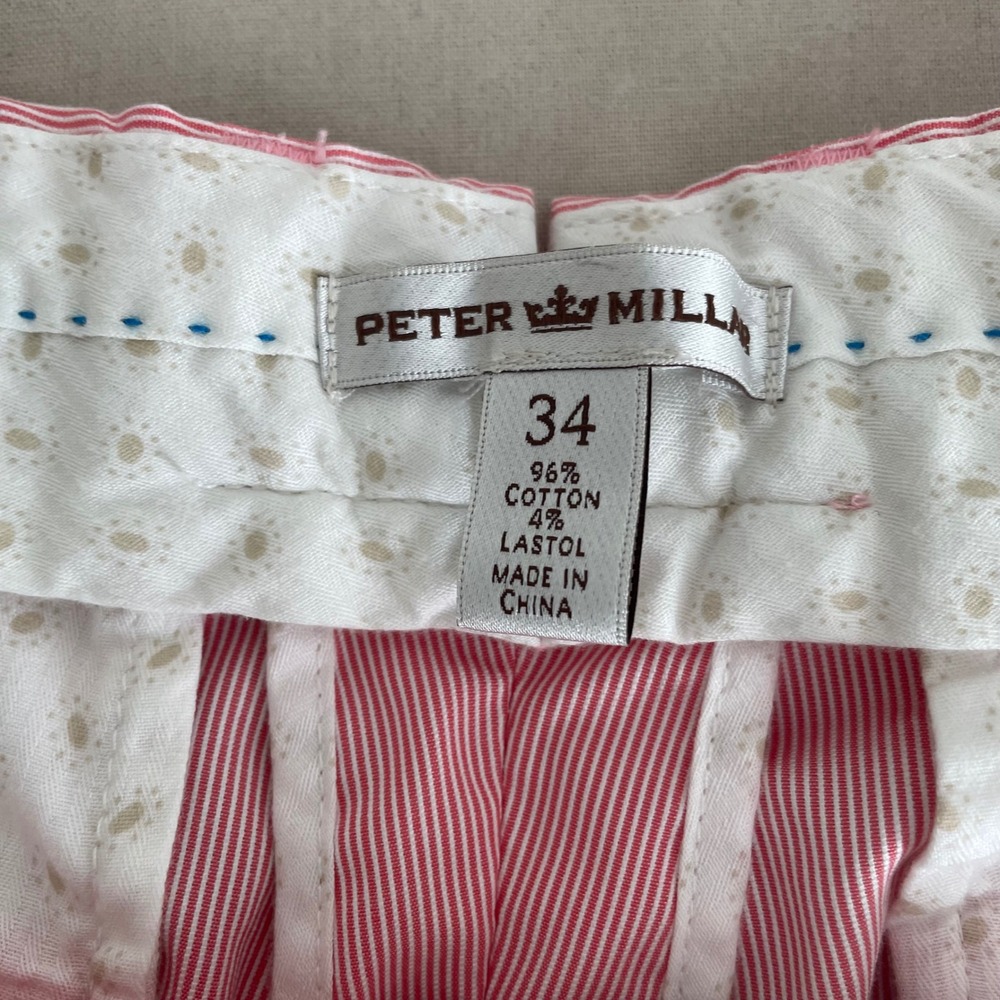 Peter Millar Mens 34 Pink White Seersucker Flat Front Shorts Golf Preppy Clasic - Picture 6 of 7